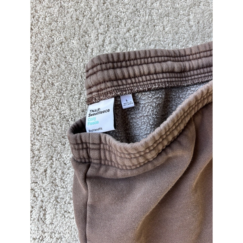 Aritzia TNA Women's Sweatfleece Cozy Fleece Boyfriend Sweatpants Brown Size L - Picture 6 of 11